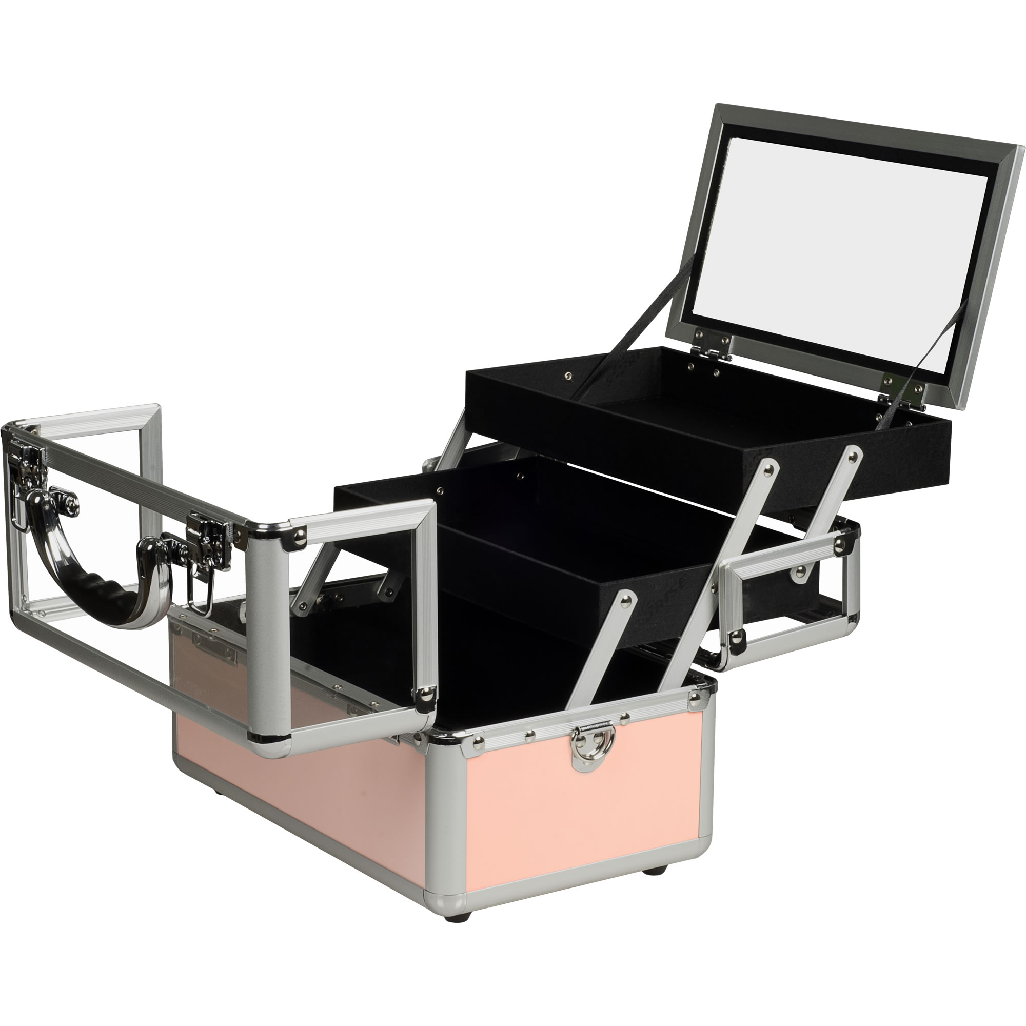 Sunrise Black or Pink Clear Makeup Train Case + Free Shipping