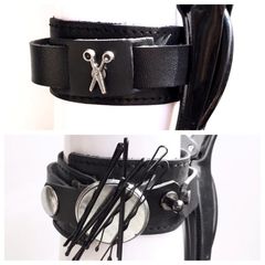The "NEW" Bobby Clip Bracelet in Black Leather by Salon Armor + Free Shipping