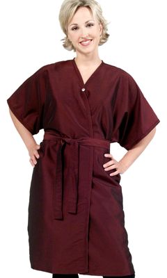 8703 Silkarah Short Sleeve Salon Spa Client Gown In Wine by The Cape Company + Free Shipping!