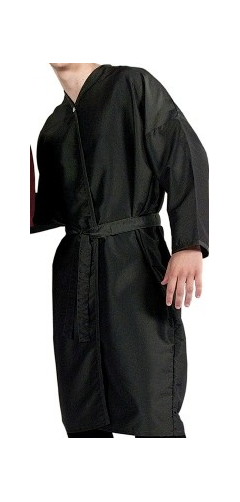 8814 PeachSkin Long Sleeve Salon Spa Client Gown Robe Kimono by The Cape Company / Gavson Classics In BLACK + Free Shipping!