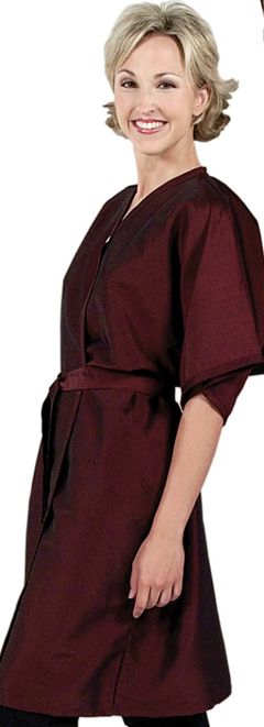 8703 Silkarah Short Sleeve Salon Spa Client Gown In Wine by The Cape Company + Free Shipping!